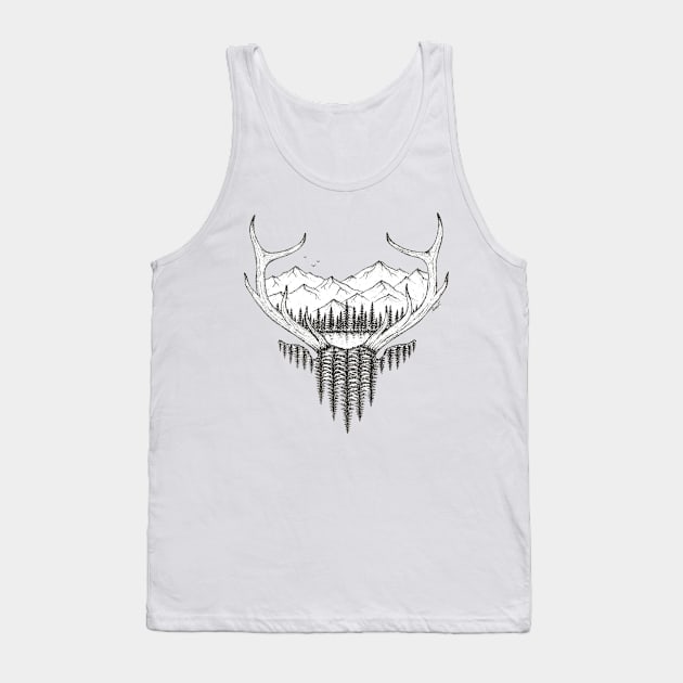 Mountain Stag Black and White Tank Top by SamuelJ